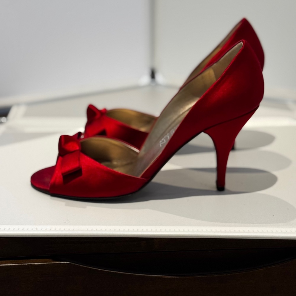 Red Satin Heels Size 38.5